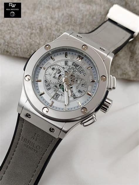 black and silver hublot watch|Hublot watch price list.